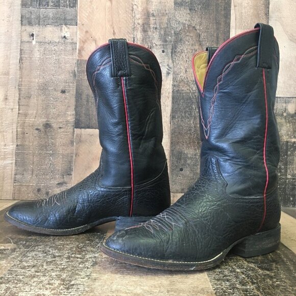 Hondo Vintage Round Toe Black Cowboy Boots Mens 8 D - Picture 1 of 12